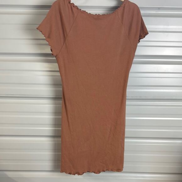NWOT Abound Tan Ruched Babydoll Mini Dress - Picture 6 of 6